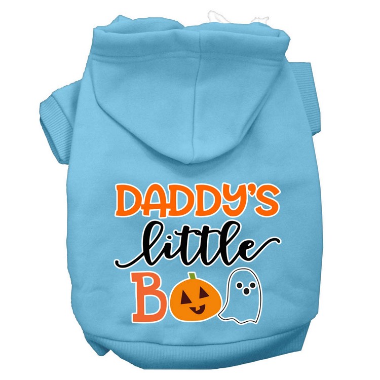 Daddy's Little Boo Screen Print Dog Hoodie Baby Blue XL